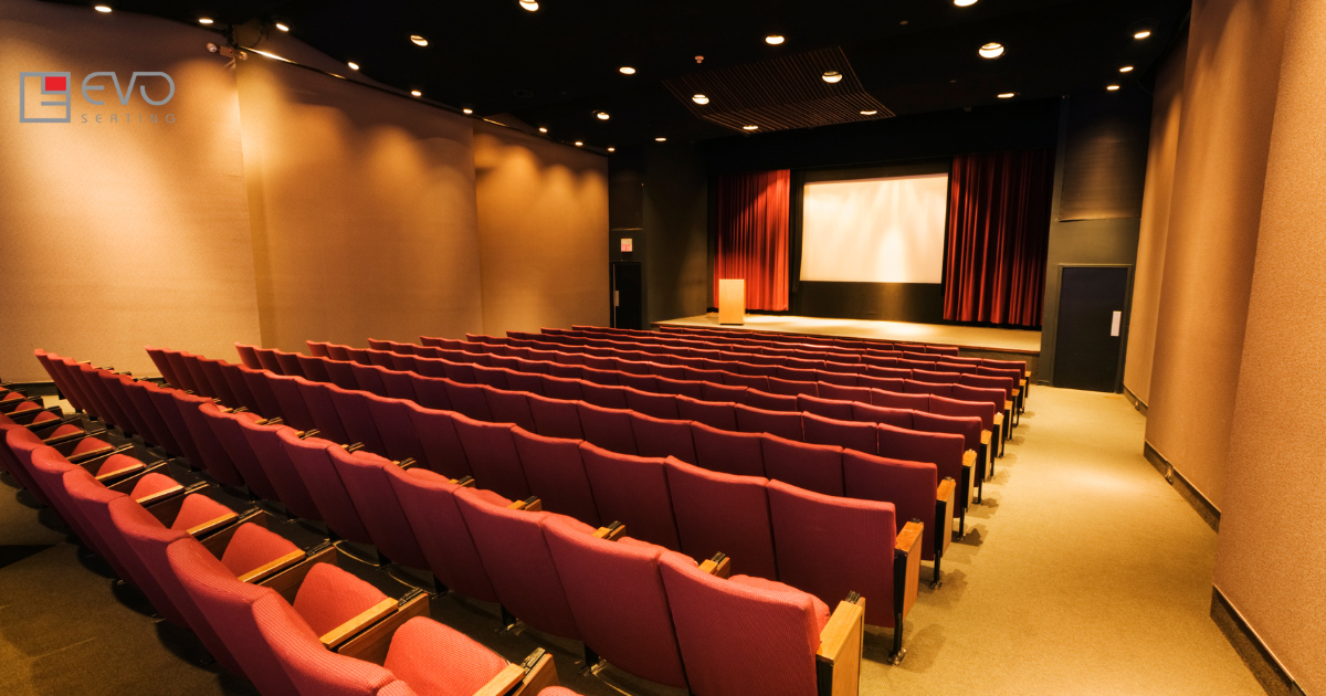 Custom modular auditorium seating layout in modern hall design